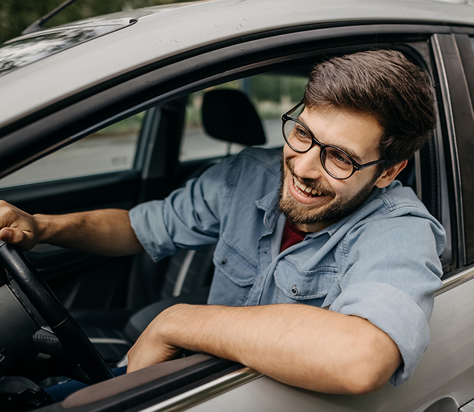Man driving car
